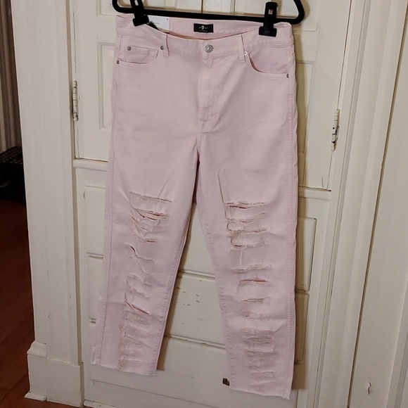 7 For All Mankind High Waist Straight Leg Cropped - Picture 4 of 15